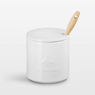View Le Creuset ® Signature White Stoneware Honey Pot with Dipper details