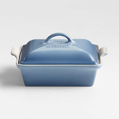 Le Creuset Heritage Covered Rectangular Stoneware Ink Blue Ceramic Baking  Dish with Lid + Reviews, Crate & Barrel