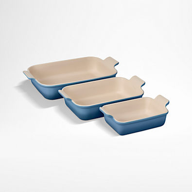 View Le Creuset ® Heritage Chambray Rectangular Dishes, Set of 3 details