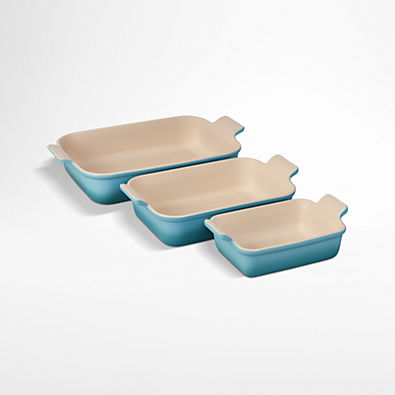 View Le Creuset ® Heritage Caribbean Rectangular Dishes, Set of 3 details
