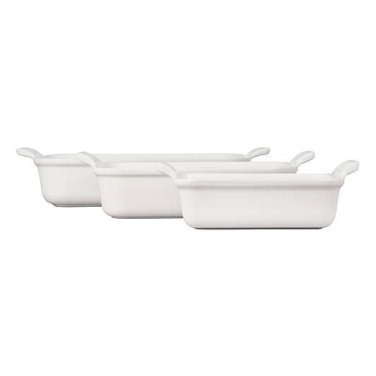 Le Creuset ® Heritage White Stoneware 3-Piece Rectangular Baking Dishes Set