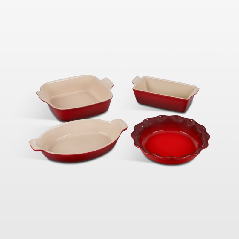 Le Creuset 4 Piece Heritage Cerise Bakeware Set Crate Barrel