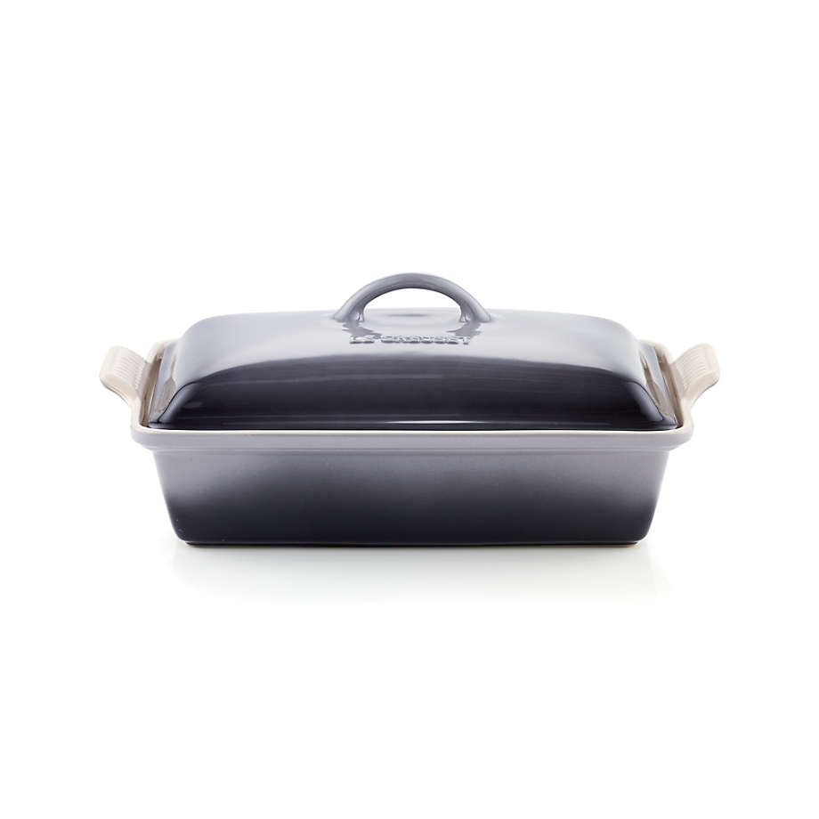 Medic tieners Baby Le Creuset Heritage Covered Rectangle Oyster Grey Stoneware Ceramic Baking  Dish with Lid + Reviews | Crate & Barrel