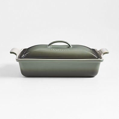 View Le Creuset ® 4 qt. Heritage Rectangular Thyme Ceramic Baking Dish with Lid details