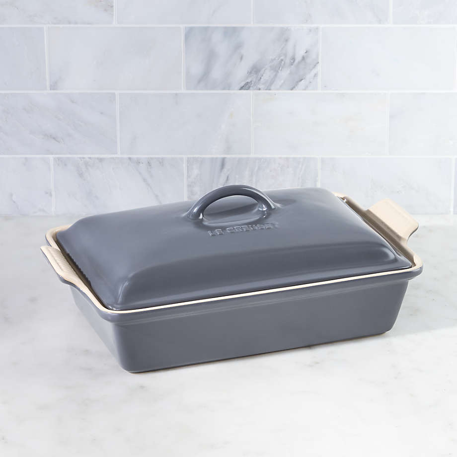 Le Creuset Heritage Covered Rectangle Graphite Grey Stoneware Ceramic Baking Dish with Lid