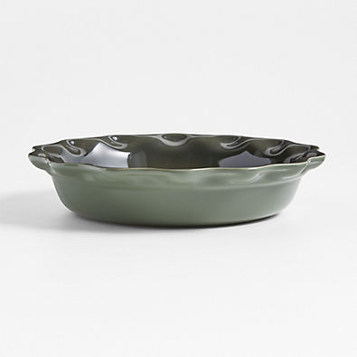 View Le Creuset ® Heritage 9" Thyme Stoneware Pie Dish with Fluted Rim details