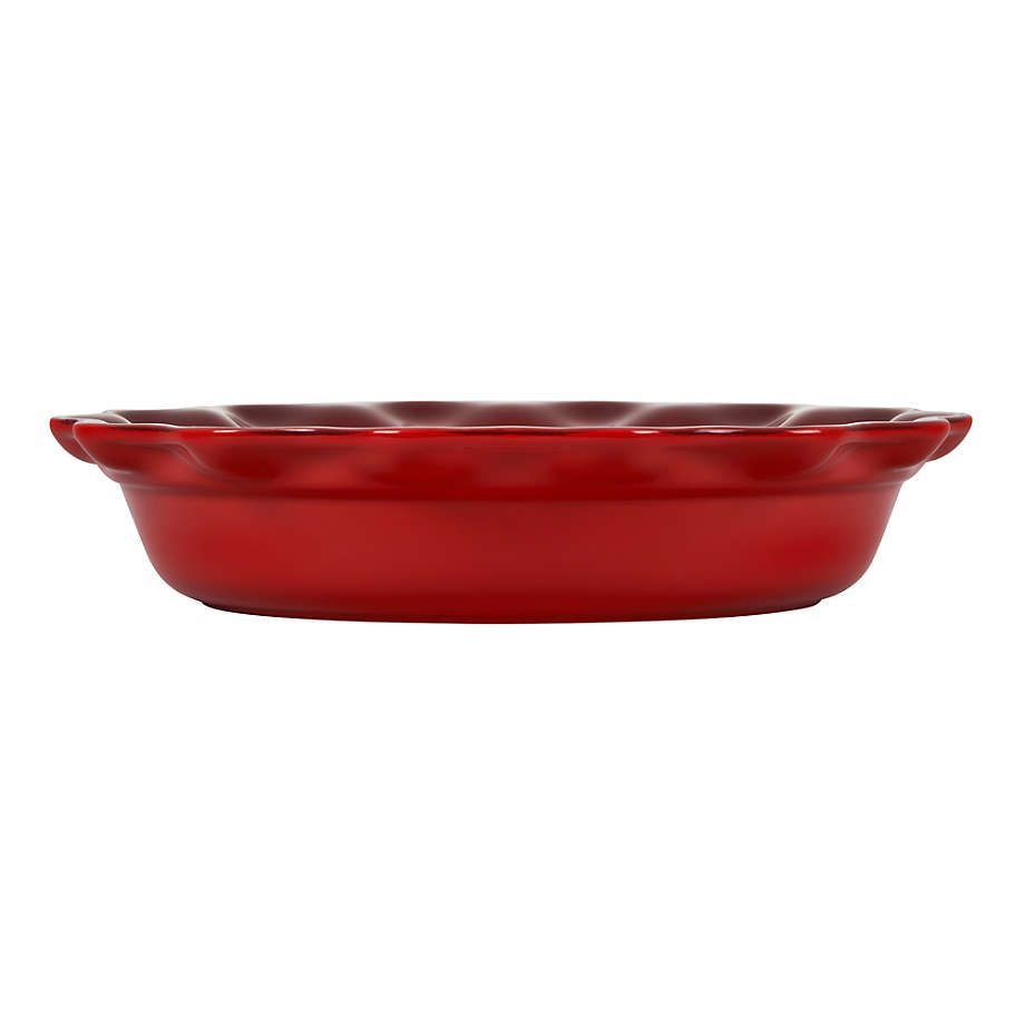 Le Creuset 9 Pie Dish Cerise Red Round Stoneware Baking Dish Unused