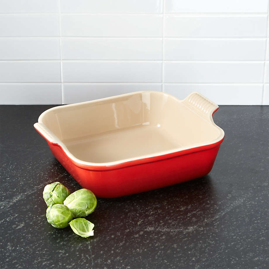 Le Creuset Heritage Cerise 3-Qt. Square Baking Dish + Reviews | Crate & Barrel