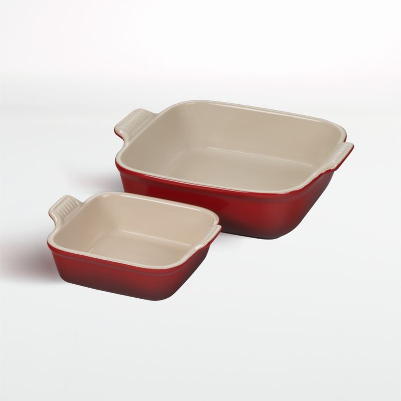 Le Creuset ® Heritage 2-Piece Square Cerise Red Ceramic Baking Dish Set - image 0 of 1