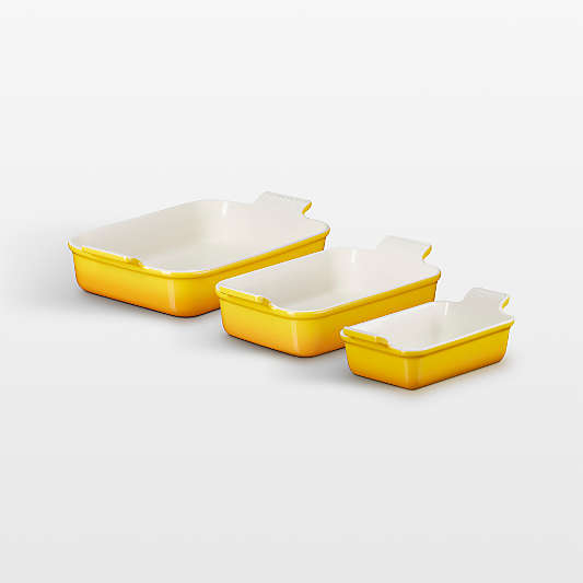 Le Creuset ® Heritage Nectar Stoneware 3-Piece Rectangular Baking Dishes Set