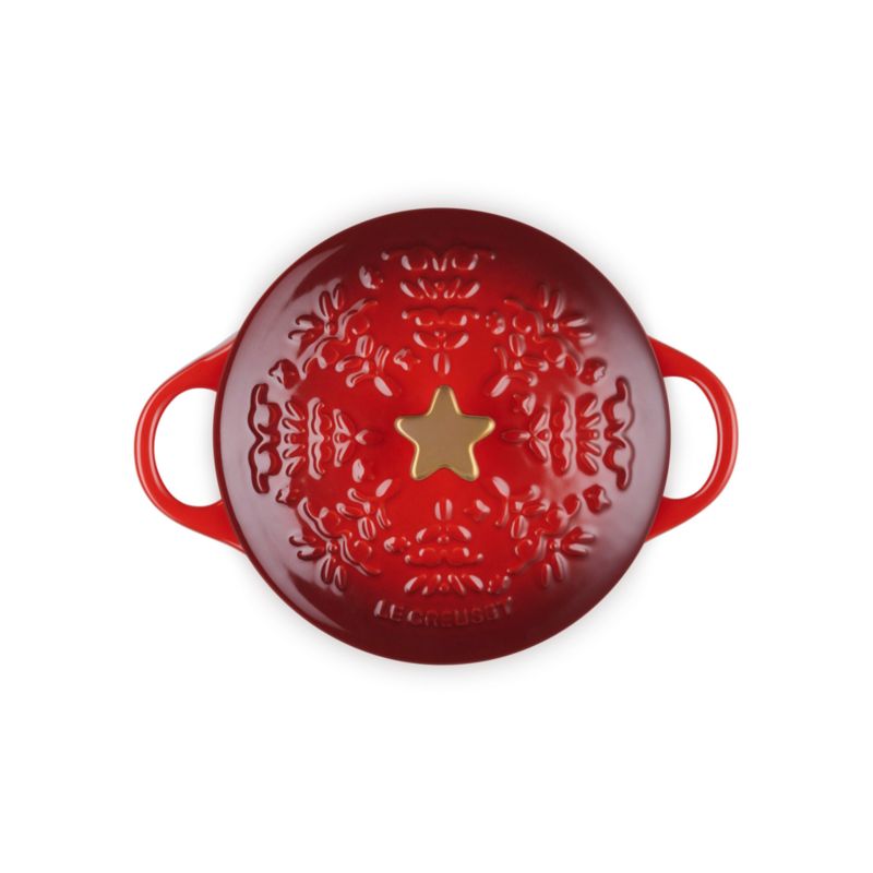 Le Creuset ® 24-Oz. Cerise Tree-Embossed Stoneware Mini Cocotte with Gold Star Knob - image 1 of 6