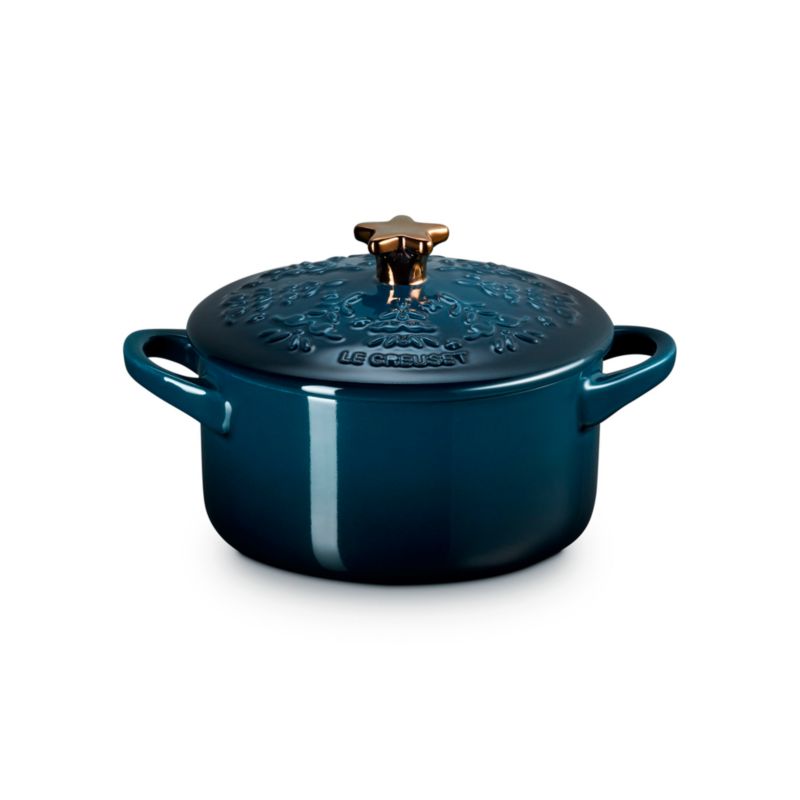 Le Creuset ® 24-Oz. Nuit Tree-Embossed Stoneware Mini Cocotte with Gold Star Knob - image 3 of 6