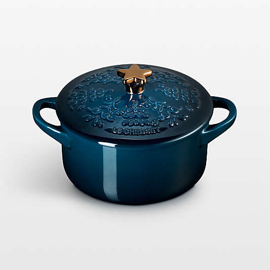Le Creuset ® 24-Oz. Nuit Tree-Embossed Stoneware Mini Cocotte with Gold Star Knob