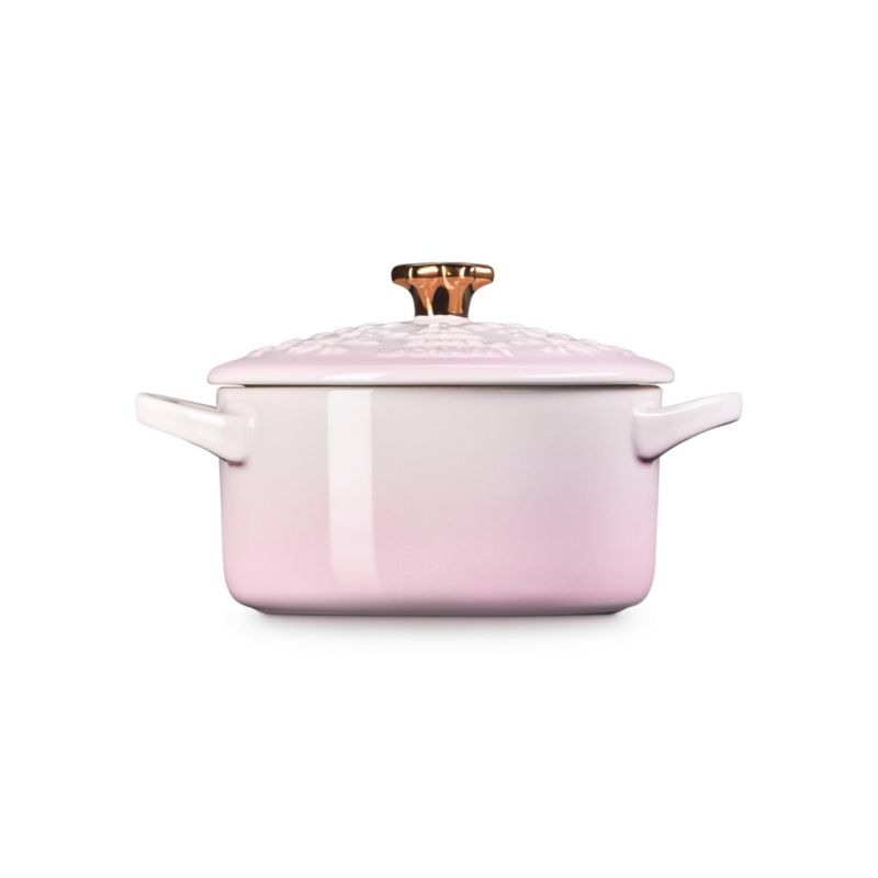 Le Creuset ® 24-Oz. Shell Pink Tree-Embossed Stoneware Mini Cocotte with Gold Star Knob - image 2 of 6