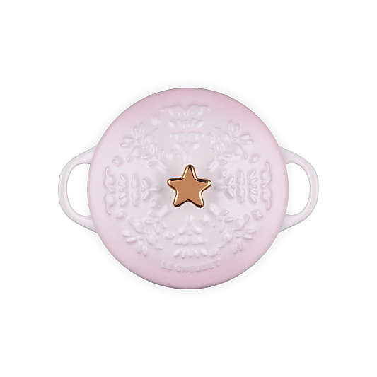 Le Creuset ® 24-Oz. Shell Pink Tree-Embossed Stoneware Mini Cocotte with Gold Star Knob