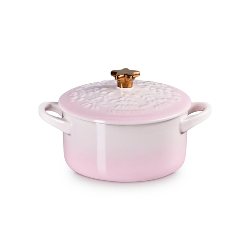 Le Creuset ® 24-Oz. Shell Pink Tree-Embossed Stoneware Mini Cocotte with Gold Star Knob - image 4 of 6