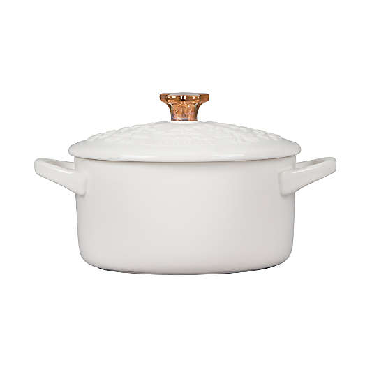 Le Creuset ® 24-Oz. White Tree-Embossed Stoneware Mini Cocotte with Gold Star Knob