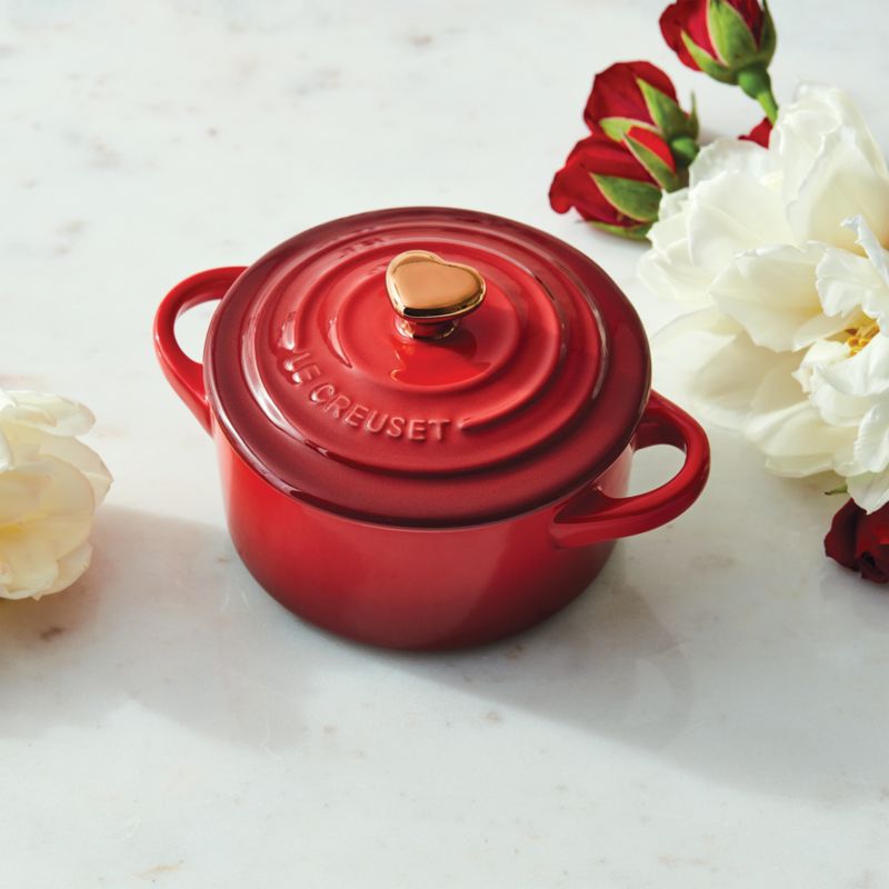 Le Creuset ® 8-oz Cerise Mini Cocotte with Gold Heart Knob - image 1 of 4