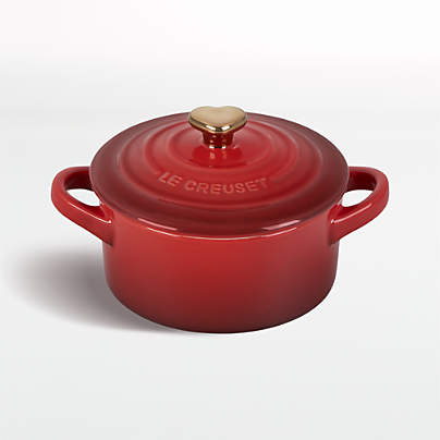 Le Creuset ® 8-oz Cerise Mini Cocotte with Gold Heart Knob