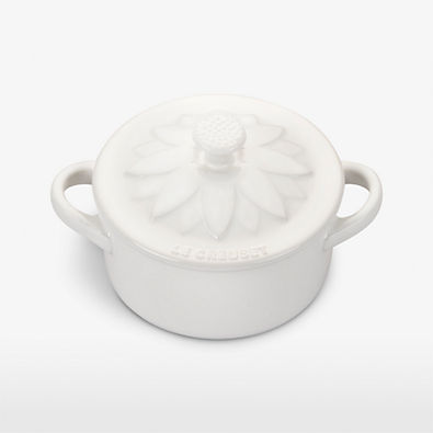 View Le Creuset ® 8 oz. White Mini Round Cocotte with Flower Lid details