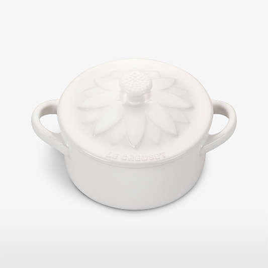 Le Creuset ® 8 oz. White Mini Round Cocotte with Flower Lid