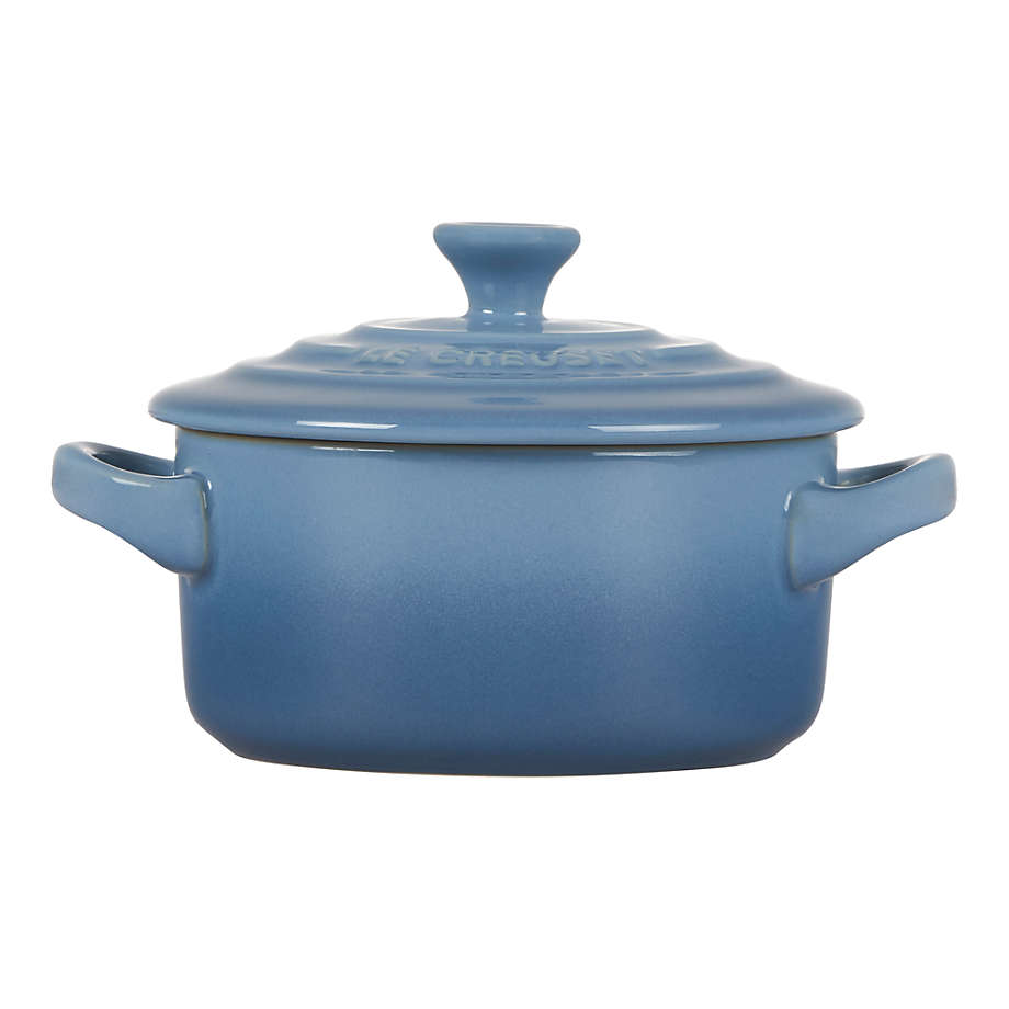 Le Creuset 8-Oz. Chambray Blue Stoneware Mini Cocotte + Reviews | Crate & Barrel