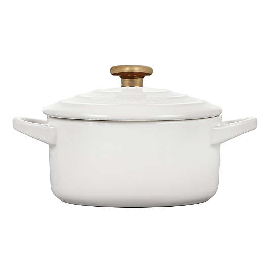 Le Creuset ® 8-oz White Mini Cocotte with Gold Heart Knob