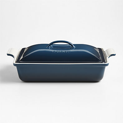 View Le Creuset ® Heritage 4-Qt. Nuit Ceramic Rectangular Baking Dish with Lid details