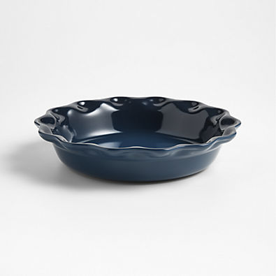 View Le Creuset ® Heritage 9" Nuit Stoneware Pie Dish with Fluted Rim details