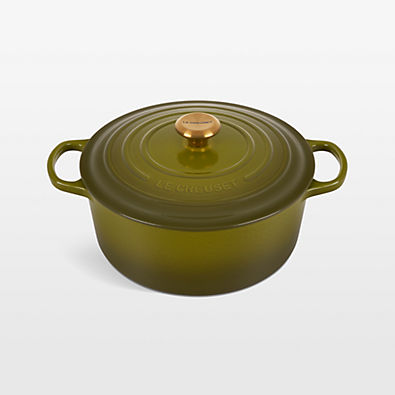 View Le Creuset ® Signature 5.5-Qt. Olive Enameled Cast Iron Round Dutch Oven details