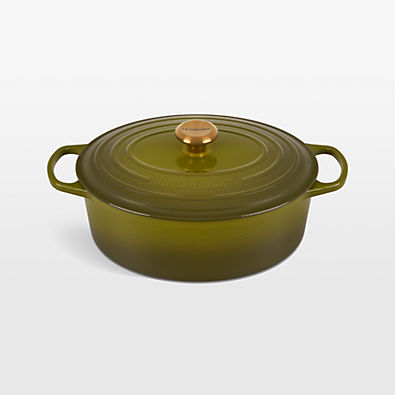 View Le Creuset ® Signature 6.75-Qt. Olive Enameled Cast Iron Oval Dutch Oven details