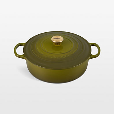 View Le Creuset ® Signature 6.75-Qt. Olive Enameled Cast Iron Round Wide Dutch Oven details