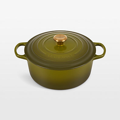 View Le Creuset ® Signature 7.25-Qt. Olive Enameled Cast Iron Round Dutch Oven details