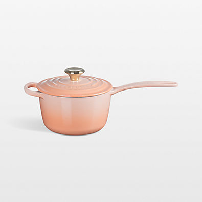 View Le Creuset ® Signature 1.75-Qt. Peche Enameled Cast Iron Saucepan with Lid details