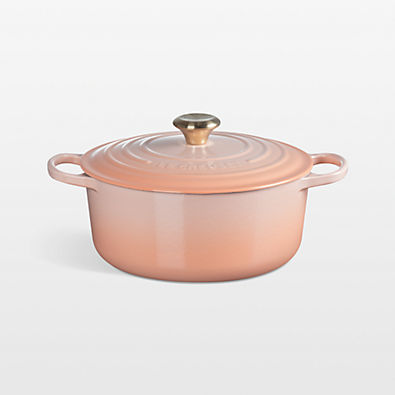 View Le Creuset ® Signature 5.5-Qt. Peche Enameled Cast Iron Round Dutch Oven details