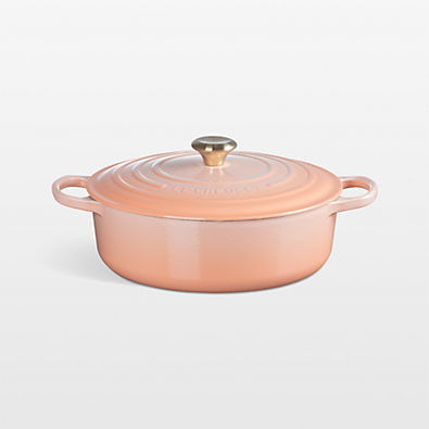 View Le Creuset ® Signature 6.75-Qt. Peche Enameled Cast Iron Wide Dutch Oven details