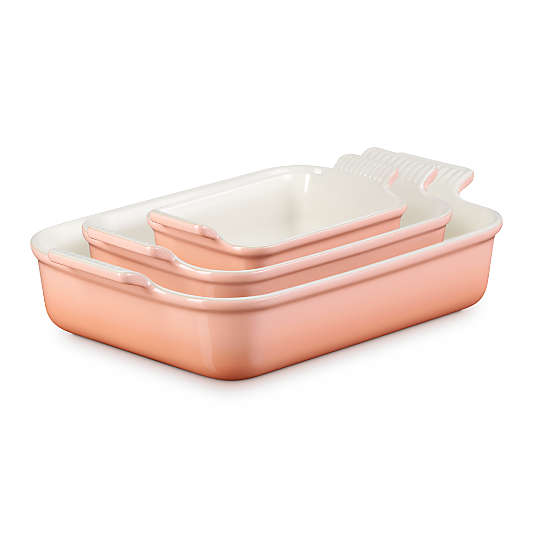 Le Creuset ® Heritage Peche Stoneware 3-Piece Rectangular Baking Dishes Set