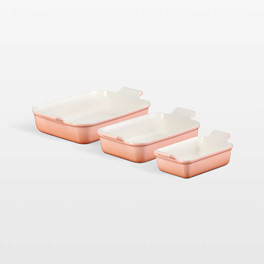 Le Creuset ® Heritage Peche Stoneware 3-Piece Rectangular Baking Dishes Set