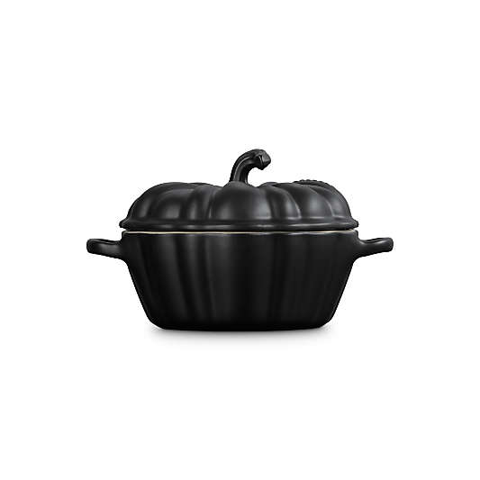 Le Creuset Licorice 12-oz. Figural Pumpkin Stoneware Mini Cocotte