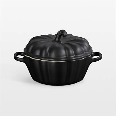 Le Creuset Licorice 12-oz. Figural Pumpkin Stoneware Mini Cocotte