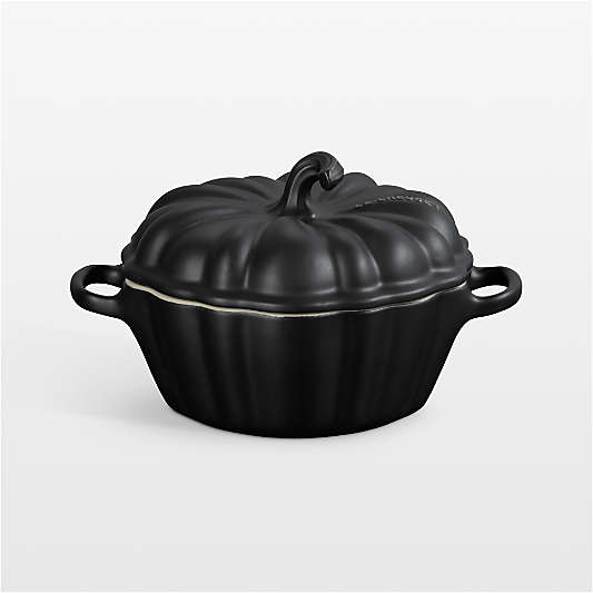 Le Creuset Licorice 12-oz. Figural Pumpkin Stoneware Mini Cocotte