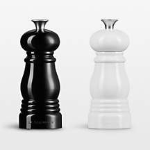 Le Creuset Petite Black & White Salt and Pepper Mill Set (Crate & Barrel)