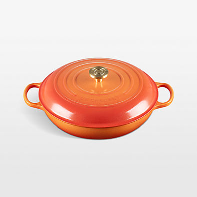 View Le Creuset ® Signature 5-Qt. Flamme Doree Braiser with Crucible Knob details