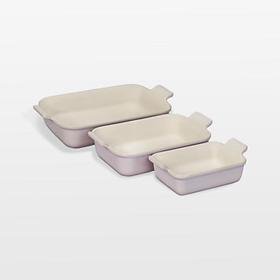 View Le Creuset ® Heritage Shallot Stoneware Rectangular Baking Dishes, Set of 3 details