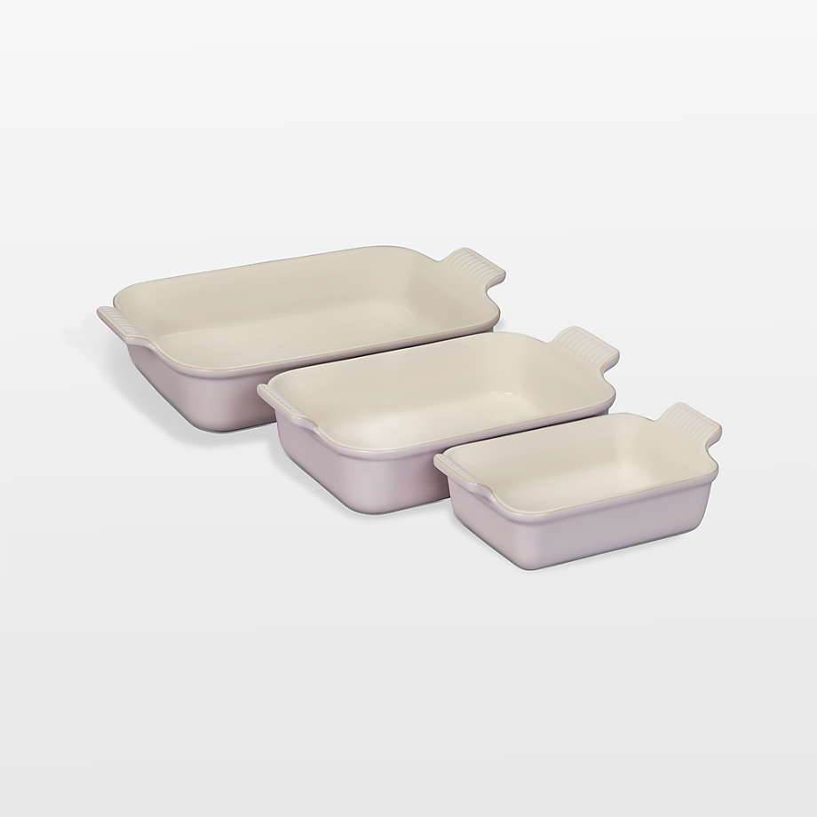 Le Creuset Shallot Rectangular Baking Dishes, Set of 3 + Reviews | Crate & Barrel
