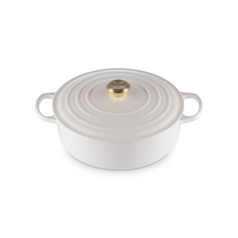 Le Creuset Cream 6.75-Qt. Round Wide Dutch Oven + Reviews | Crate & Barrel