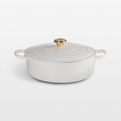 View Le Creuset ® Signature 6.75-Qt. Cream Enameled Cast Iron Round Wide Dutch Oven details