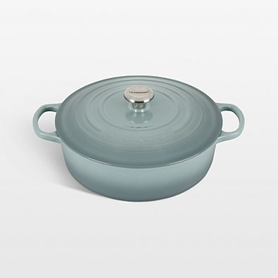 View Le Creuset ® Signature 6.75-Qt. Sea Salt Enameled Cast Iron Round Wide Dutch Oven details