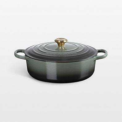 View Le Creuset ® Signature 6.75-Qt. Thyme Enameled Cast Iron Wide Dutch Oven details