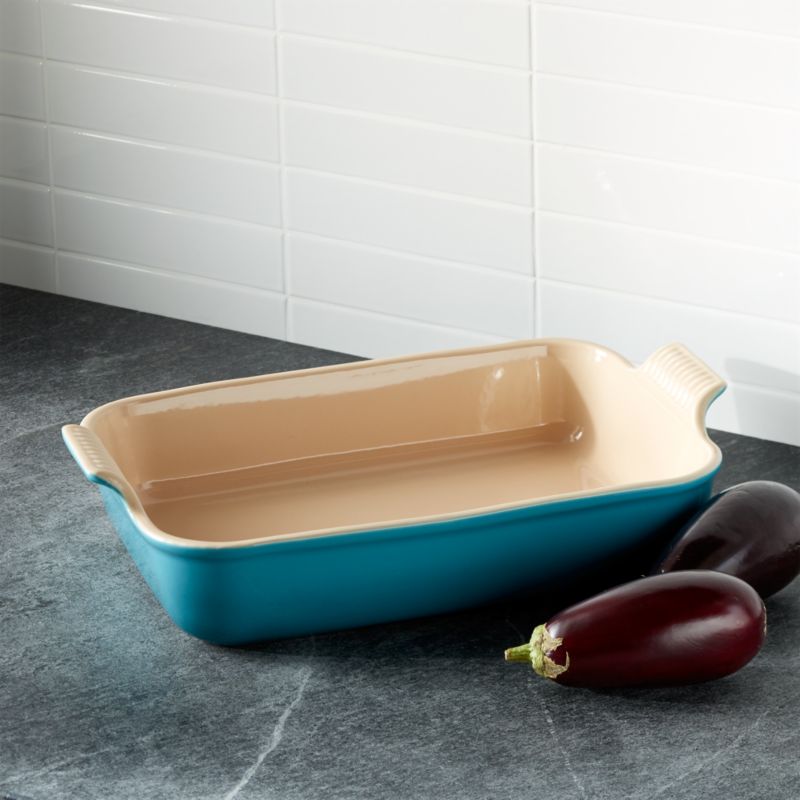 Le Creuset Heritage Covered Square Caribbean Blue Stoneware Ceramic Baking  Dish + Reviews